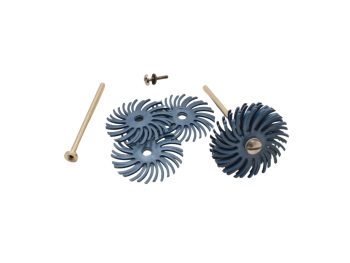 3M Scotch-Brite 25mm radial bristle discs mounted on 2.35mm MM503 screw mandrel