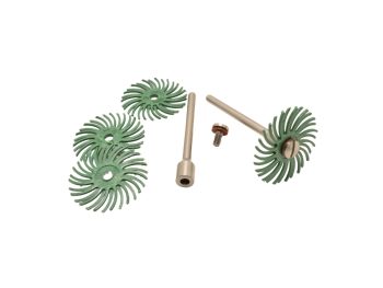 3M Scotch-Brite 25mm radial bristle disc mounted on 3mm MM304 screw mandrel