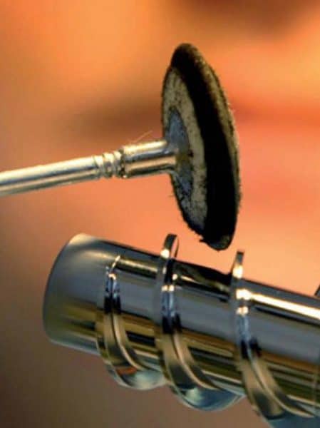 Mounted Knife Edge Felt Wheel - Action Shot