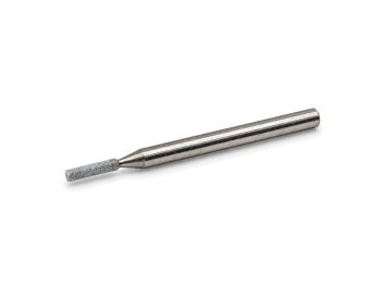 Grey PFERD micro grinding point with a 1.7mm x 8mm cylindrical abrasive head and 3mm steel shank.
