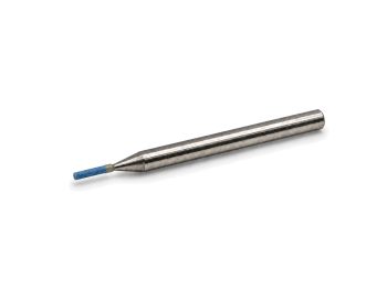 Blue PFERD micro grinding point with a 1mm x 5mm cylindrical abrasive head and 3mm steel shank.