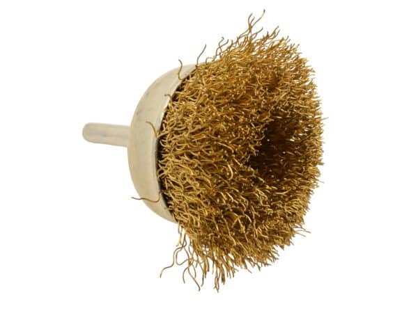 Mounted Wire Cup Brushes - 50mm Brass - 6mm Shank
