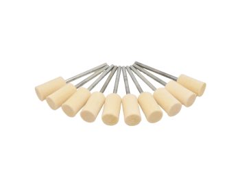 Pack of 10 matching RODA cylindrical mounted felt bobs