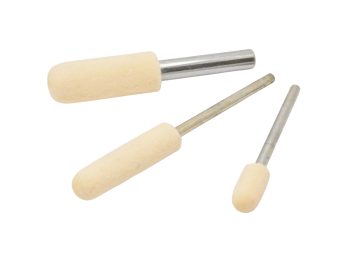 Rounded RODA mounted felt bullnose tools in three different sizes