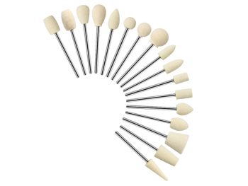 Complete 17-piece RODA mounted dental felt kit with one of each shape and size