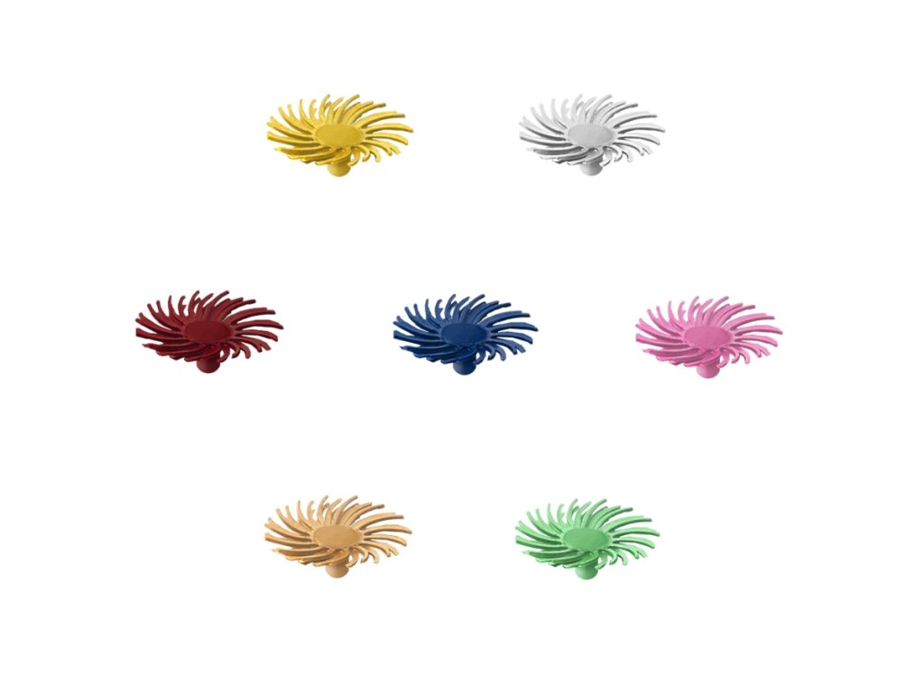 1/2 inch Dedeco Sunburst TC snap-on radial bristle discs in all grades for precision finishing & polishing