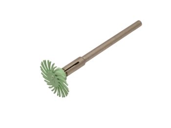 1/2 inch Dedeco Sunburst TC snap-on radial bristle disc mounted on a 2.35mm mandrel for rotary tools