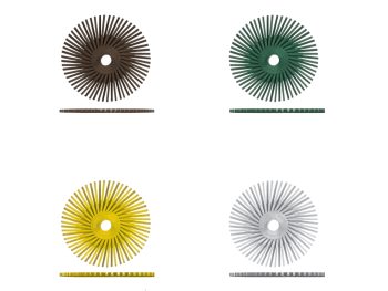 Assortment of Dedeco Sunburst 3 inch TA radial discs in brown, dark green, yellow and white grits
