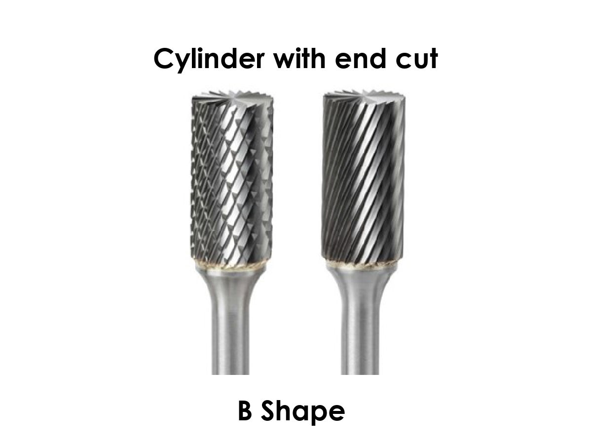 Shape B SB-5 1 Cutting Length 1/2 Head Diameter 1/4 Shank Diameter Single Cut Pack of 1 Cobra Carbide 10323 Micro Grain Solid Carbide Cylindrical Regular Length Burr with End Cut 