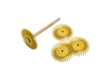 7/8" Dedeco Sunburst TC Knife-Edge Radial Bristle Discs for mounting on small screw-top mandrels to use with dremel-style tools