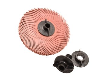 Dedeco Sunburst 3 inch TC radial disc mounted on a radial disc screw adapter