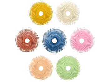 50mm 3M Scotch-Brite radial bristle disc assortment showing multiple colour-coded grades