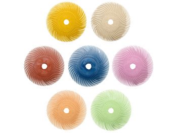 Assortment of 75mm 3M Scotch-Brite radial bristle discs in multiple grit colours