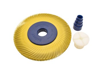 Large radial disc flange mounting system with telescopic and tapered spindle adapters