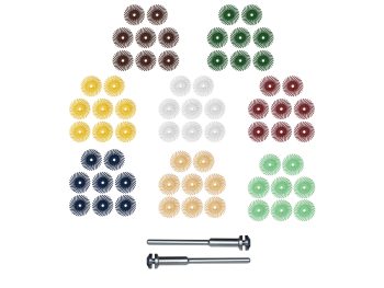 1 inch Dedeco Sunburst TC radial disc assortment with 64 discs in eight grades and two mandrels