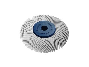 White 120 grit medium Dedeco Sunburst 2 inch TC 3-ply radial wheel assembly