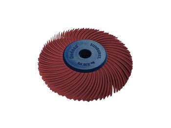 Red 220 grit standard Dedeco Sunburst 2 inch TC 3-ply radial wheel assembly
