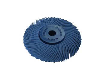 Blue 400 grit fine Dedeco Sunburst 2 inch TC 3-ply radial wheel assembly
