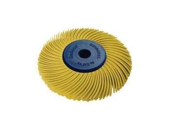 Yellow 80 grit Dedeco Sunburst 2 inch TC 3-ply radial wheel assembly