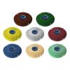 Eight 3-inch Dedeco Sunburst TC 6-ply radial wheel assemblies in assorted grades