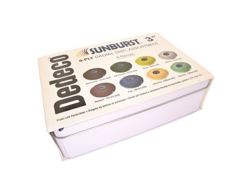 Dedeco 2380 3-inch TC 6-ply radial disc assortment in branded packaging