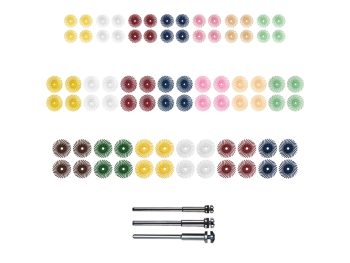 83-piece Dedeco Sunburst TC radial disc assortment in 5/8, 7/8 and 1 inch sizes