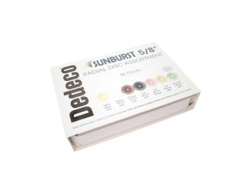 Dedeco Sunburst 5/8-inch radial disc assortment in branded outer packaging